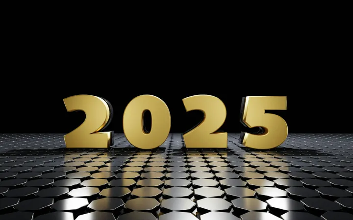 A black background with the number 2025 in gold
