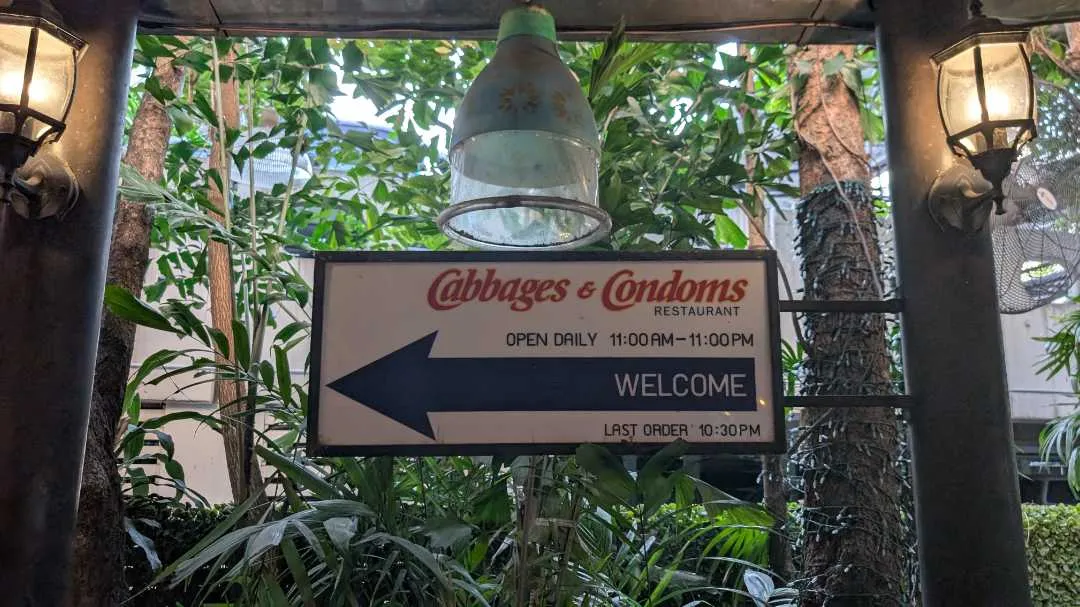 A sign for cabbages and condoms