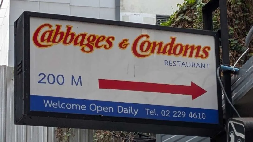 A sign for cabbages and condoms