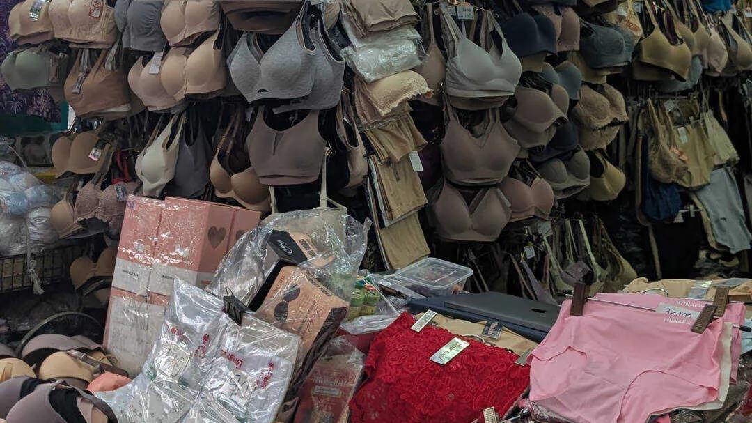 A market with some bras and knickers