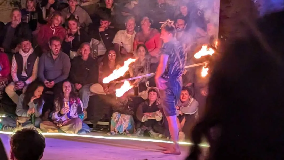 A fire performer on stage