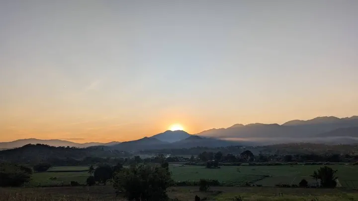 Sunset over a mountain in north Thailand