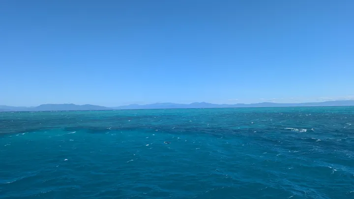 The blue sea and sky at the Great Barrier Reef