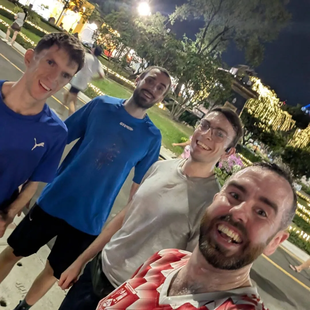 Group of runners take a selfie after a run