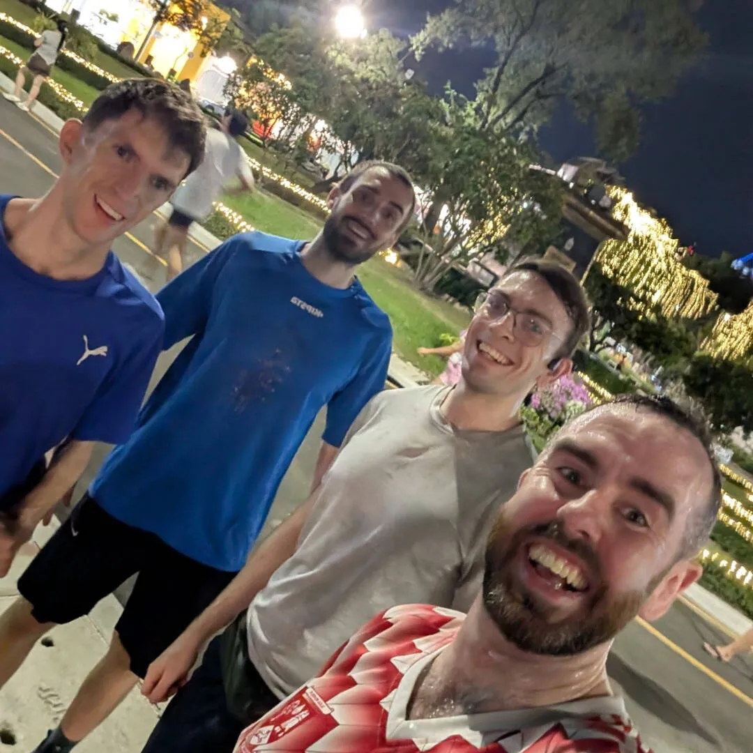 Group of runners take a selfie after a run