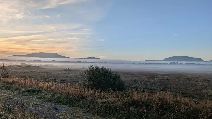 Benbulben on a foggy morning, viewed from Bundoran