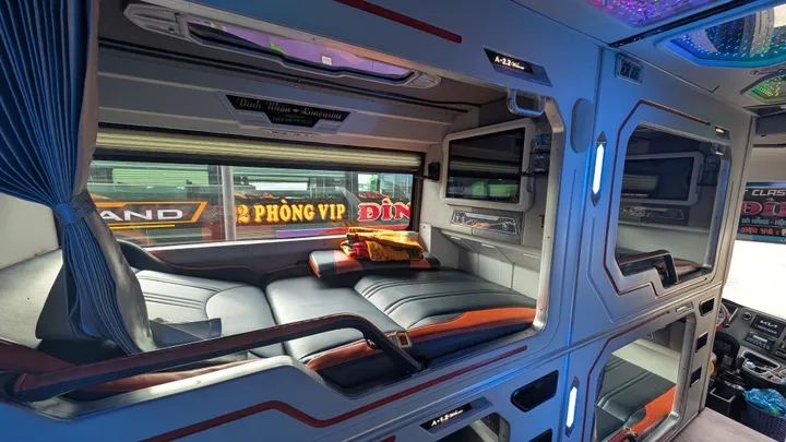 A luxury limosine bus bed