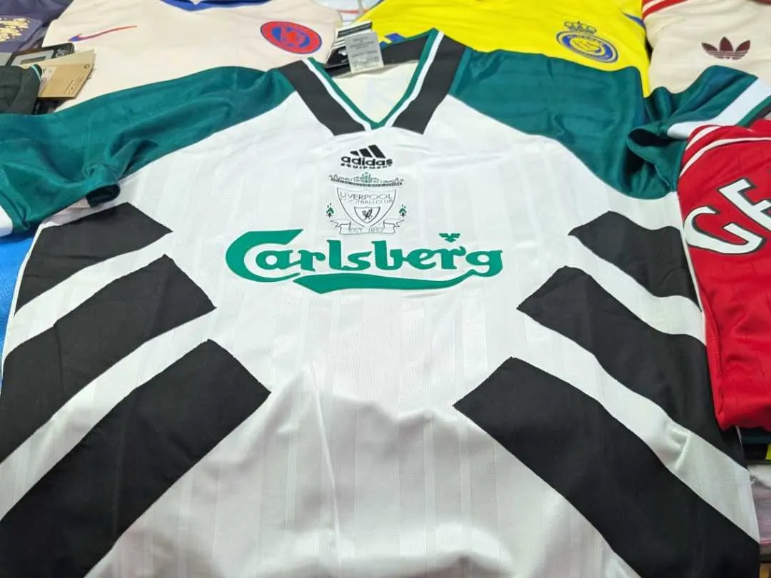 A picture of a Liverpool FC away jersey from the early 90s