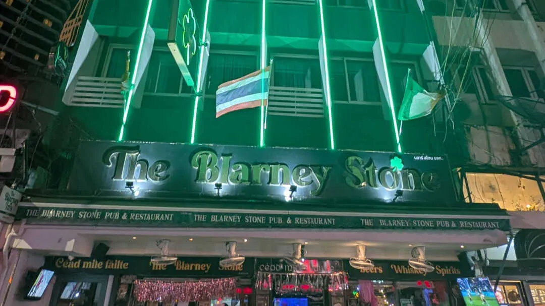 The outside of an Irish bar